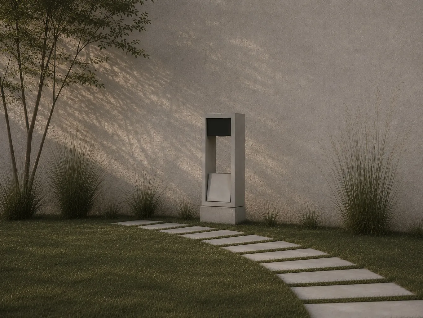 Farol Vértica en un jardín