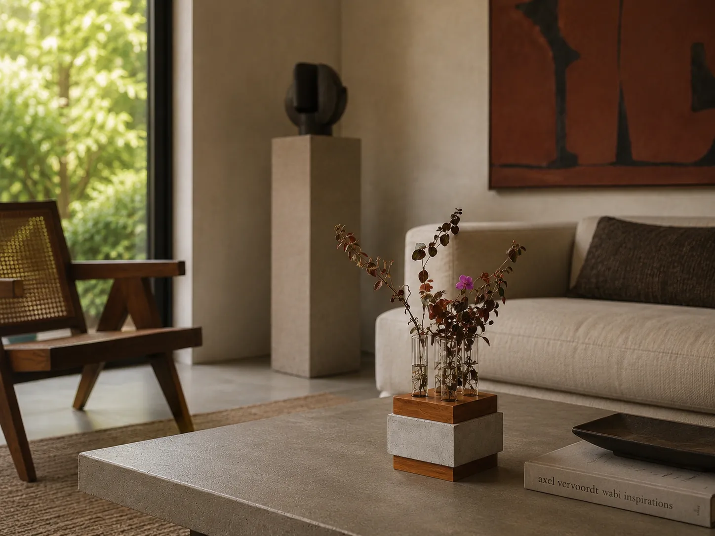 Florero 5Glass Madera (ambiente) en concreto — Silente Estudio